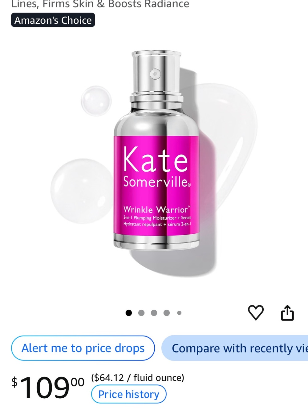 Kate Somerville Bright Pink & Silver Wrinkle Warrior Moisturizer-Serum